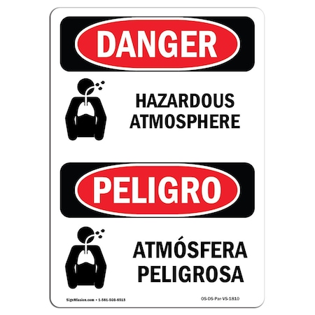 Signmission OSHA Sign, 18" Height, Aluminum, Hazardous Atmosphere Bilingual Spanish, 1218-VS-1810 OS-DS-A-1218-VS-1810